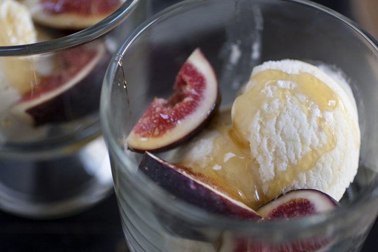 Carmelized Figs with Vanilla Ice Cream and Aged Balsamic Vinegar
